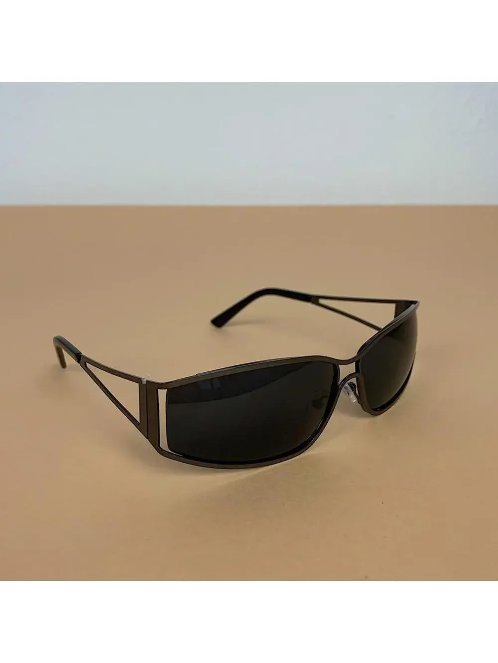 Black trim sunglasses. Chrome trim dark lenses sunglasses. UVA UVB protection
